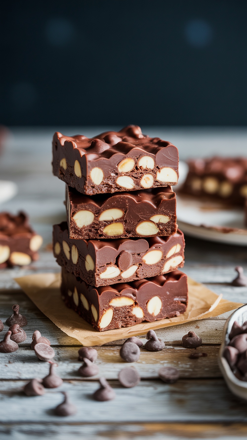 Delicious, stacked chocolate chip almond protein bars