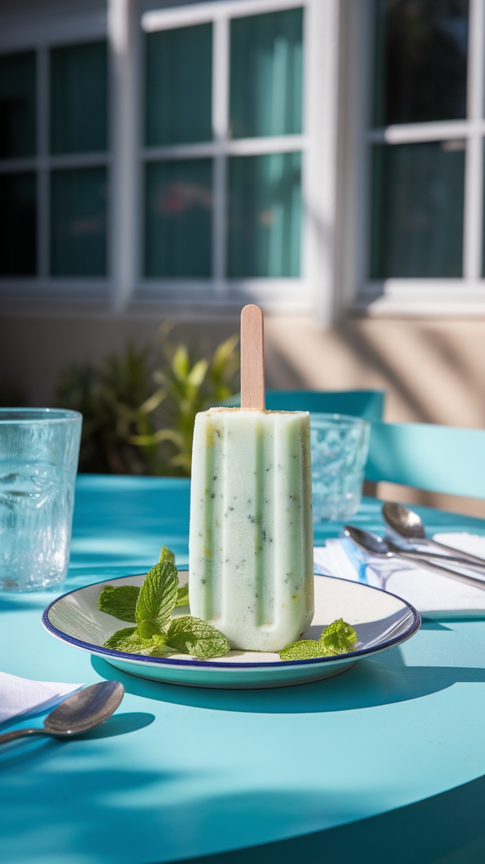 Pineapple Mint Popsicle on a plate with mint leaves