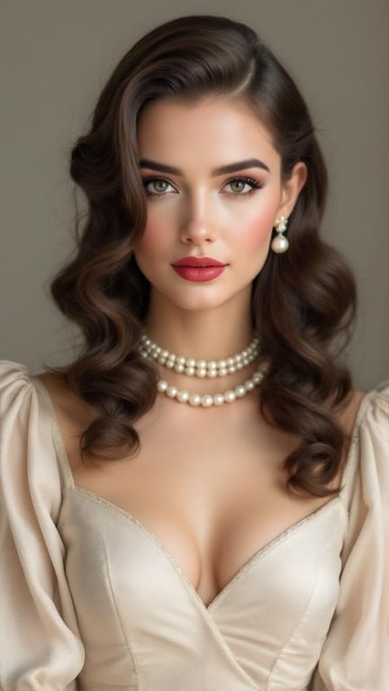 A model showcasing classic finger waves hairstyle, with soft curls and elegant makeup.
