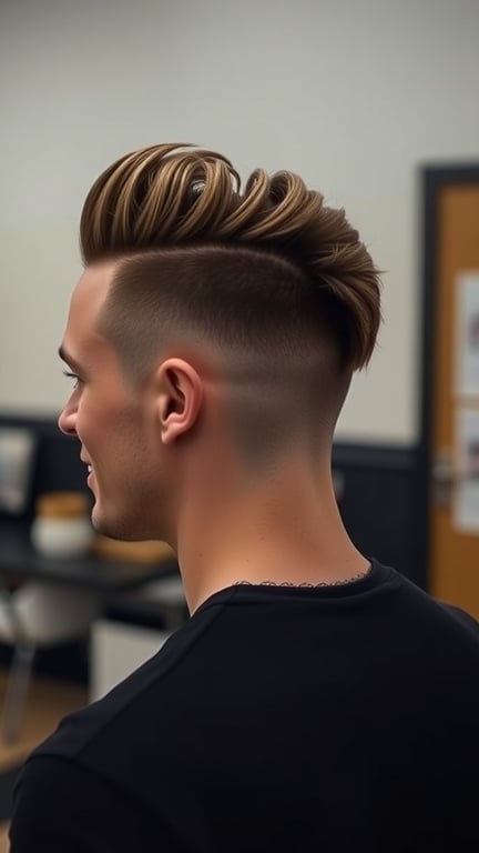 A stylish undercut with long top hairstyle for men, showcasing a clean shave on the sides and longer hair on top.