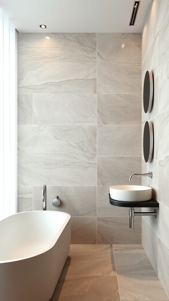Modernes Badezimmer mit Naturstein und minimalistischen Akzenten