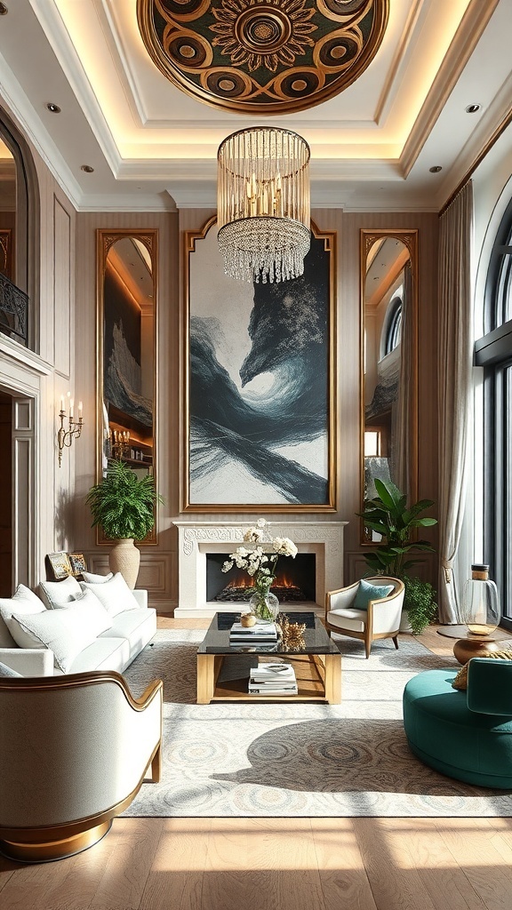 Ein heller Raum mit großen Fenstern, Pflanzen und gemütlichen Sofas.