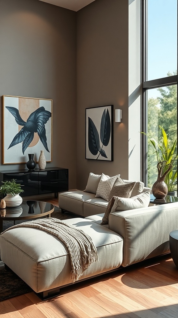 Stylish sunken sofa setup in a contemporary living room