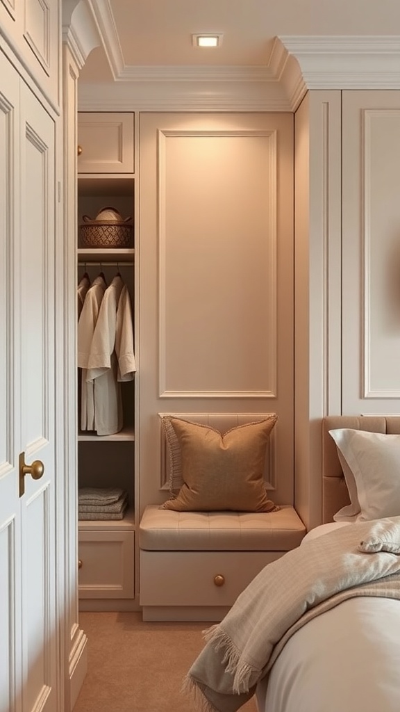 Cozy nook with built-in wardrobe in a small bedroom