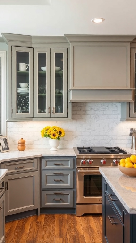 Luxurious modern kitchen with custom cabinetry and marble countertops