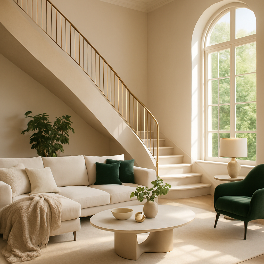 Elegante Küche mit modernem Design und großen Fenstern