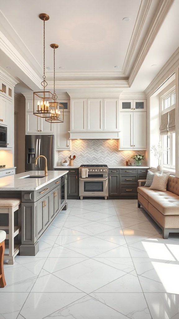 A beautifully designed kitchen featuring a functional island with seating.