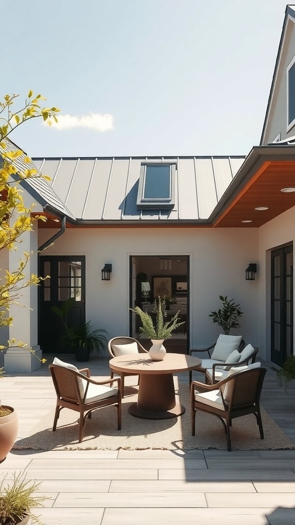 Modernes Bauernhaus mit harmonischer Farbpalette und einladendem Außenbereich