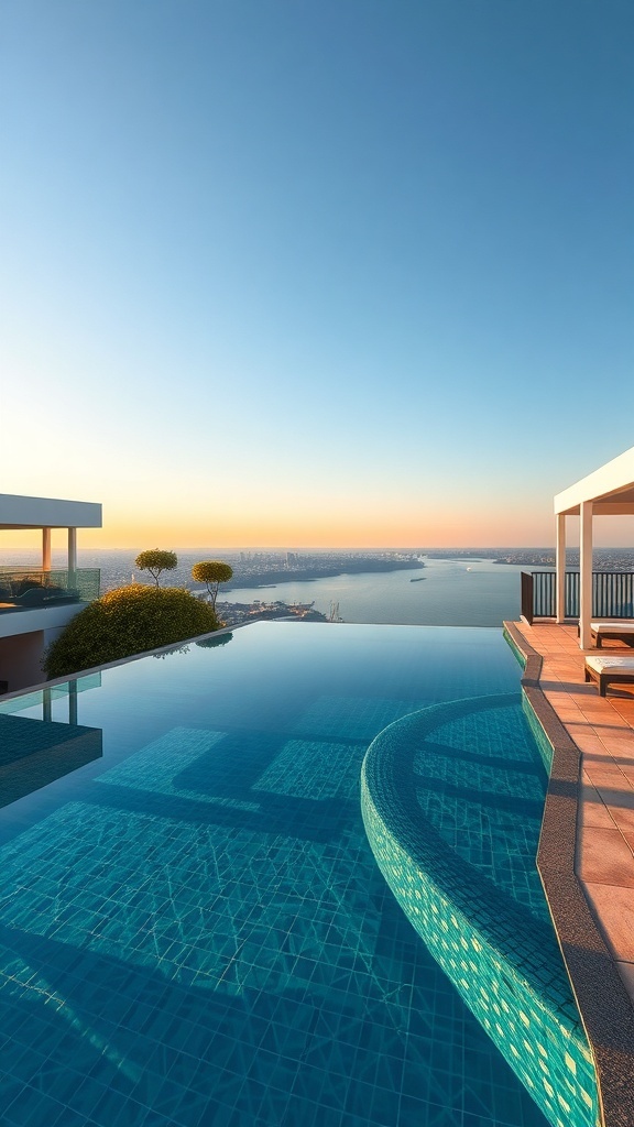 Infinity-Pool mit Blick auf das Wasser und den Himmel