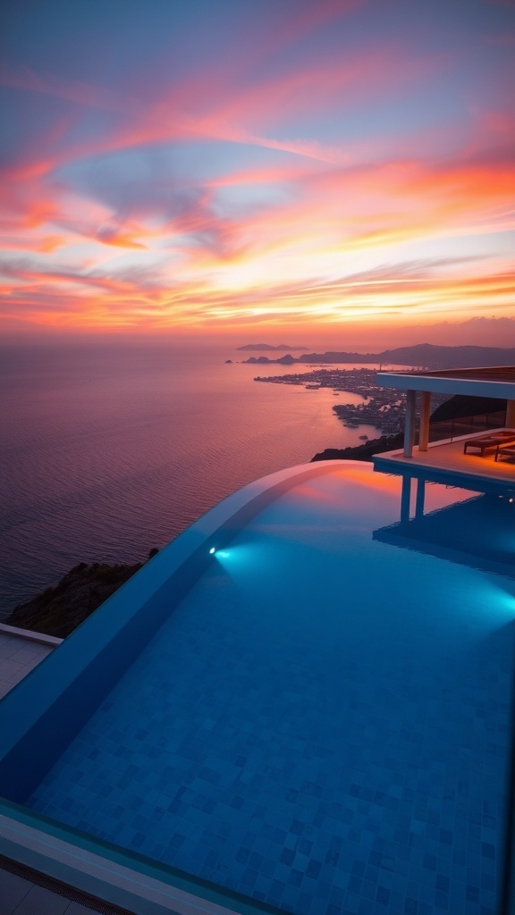 Infinity-Pool mit Meerblick und Sonnenuntergang