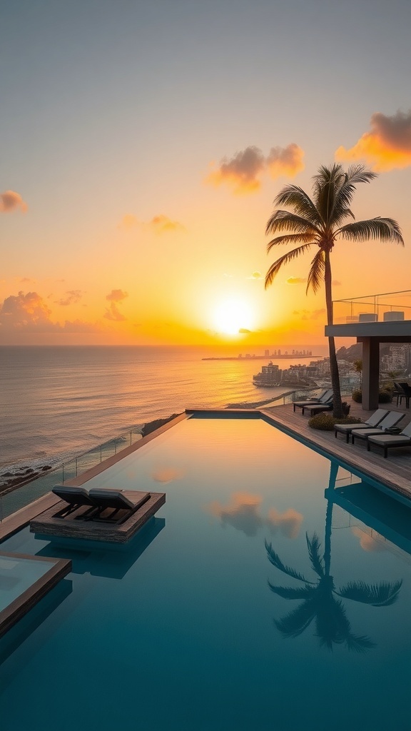 Infinity Pool mit Meerblick und Sonnenuntergang