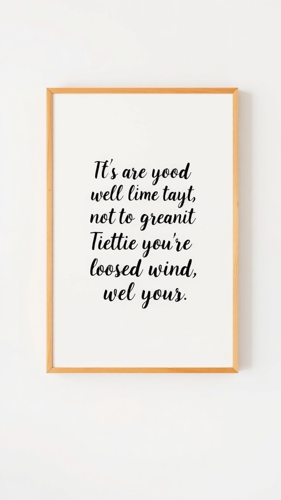 Framed inspirational quote typography art