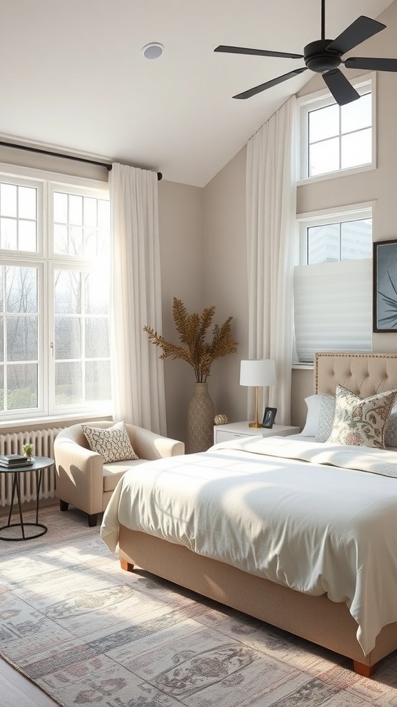 Cozy bedroom with an inviting accent chair and natural light