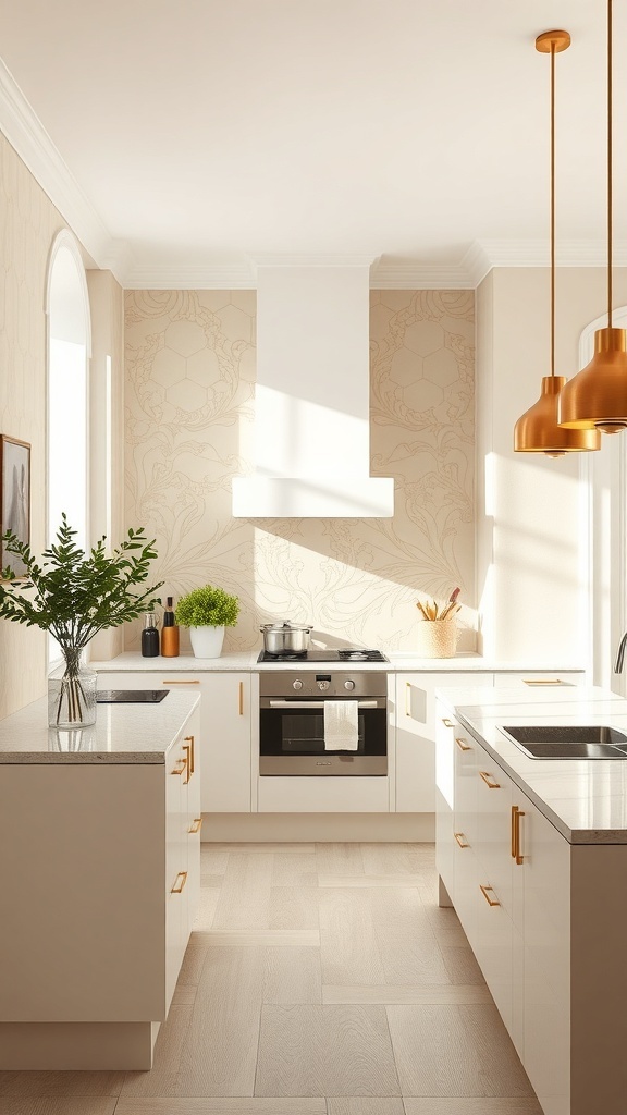 Moderne Küche mit kreativer Wandgestaltung und eleganten Details