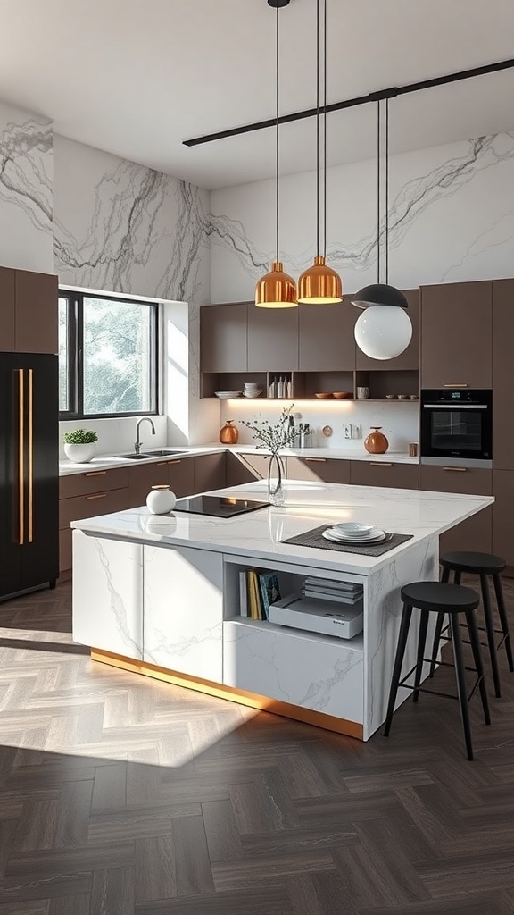 Moderne Kücheninsel mit abnehmbarem Tisch, elegantes Design in einer stilvollen Küche