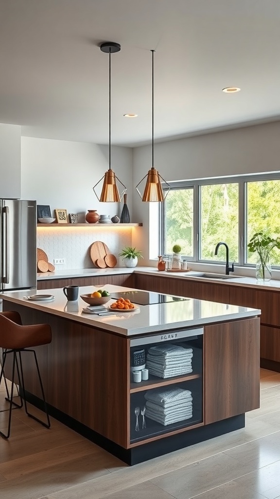 Moderne Kücheninsel mit Smart-Home-Technologie und elegantem Design