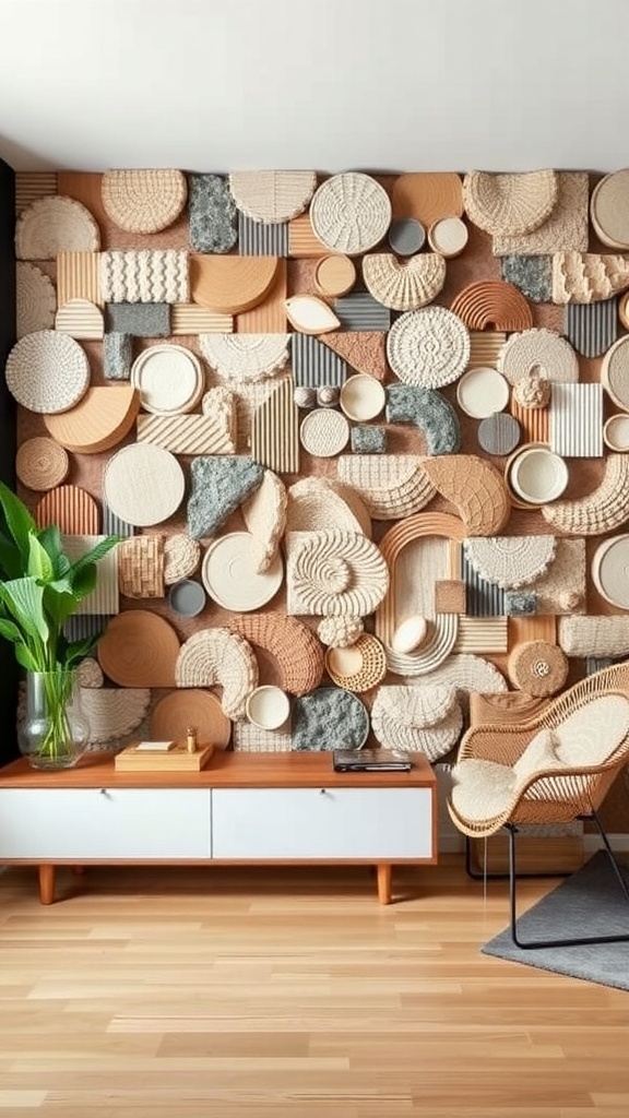 Stilvolle Wohnzimmergestaltung mit Holz und Pflanzen