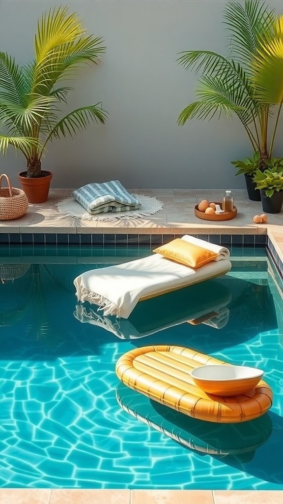 Ein schöner Infinity-Pool mit Holzliegefläche und Blick auf die Landschaft.