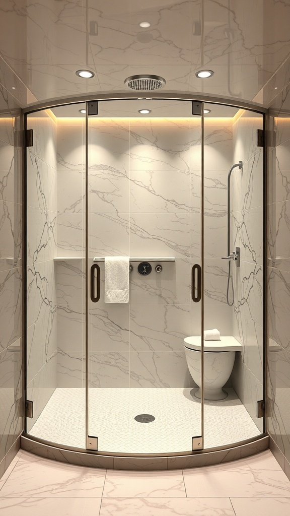 Luxuriöse Dusche mit Dampfbad in einem modernen Badezimmer