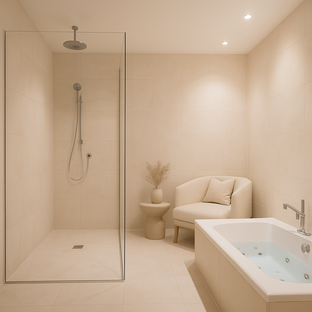 Luxuriöse Dusche mit Whirlpool-Funktion in einem modernen Badezimmer