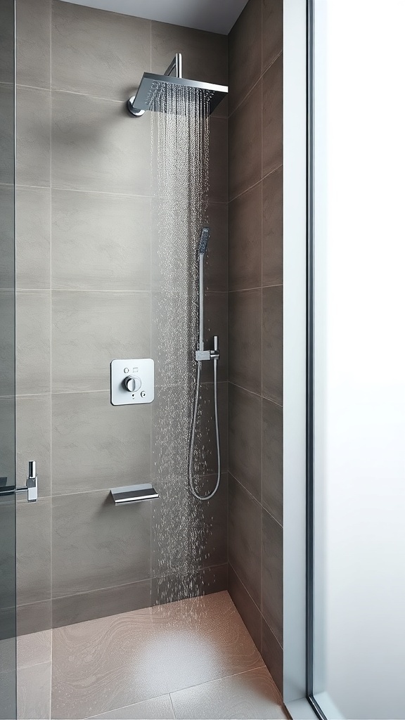 Moderne Dusche mit Massagestrahlen und elegantem Design