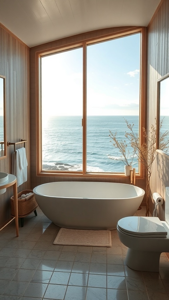 Modernes Badezimmer mit Meerblick und nachhaltigem Design