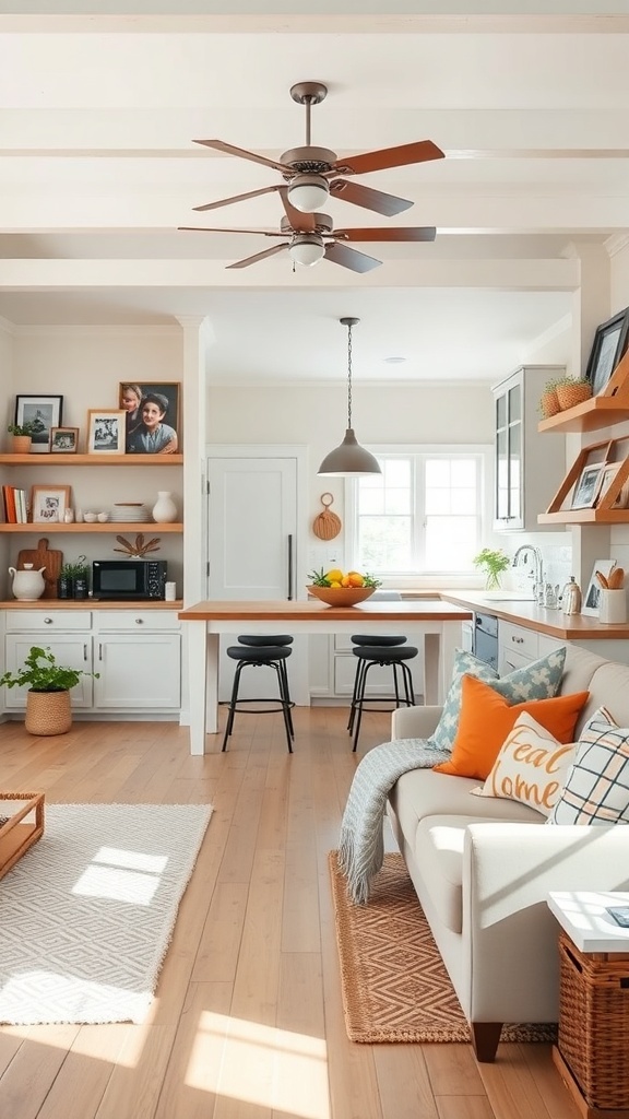 Cozy modern farmhouse living area with personalized decor touches