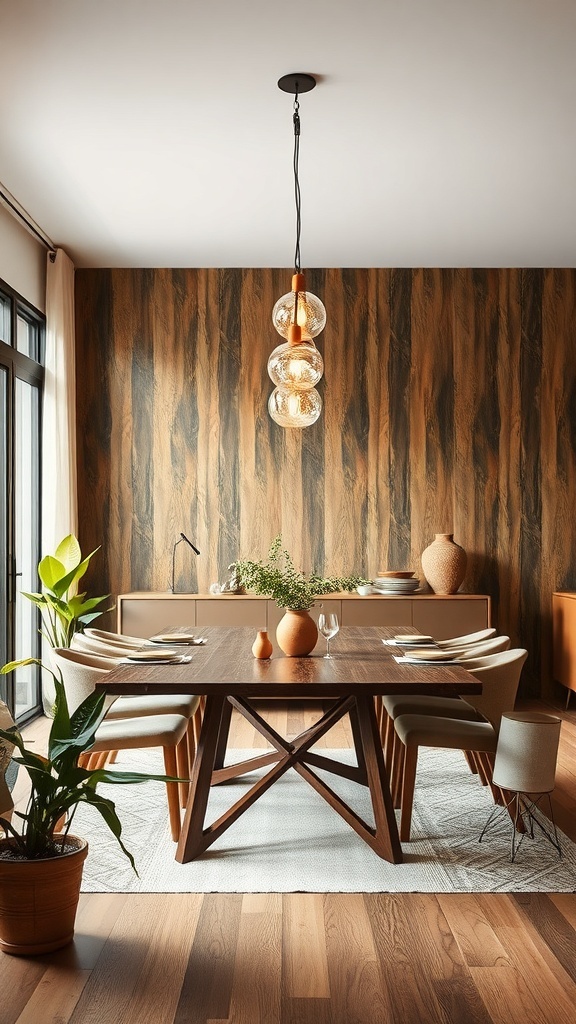 Moderne Esszimmerbeleuchtung aus recyceltem Glas mit Erdtönen