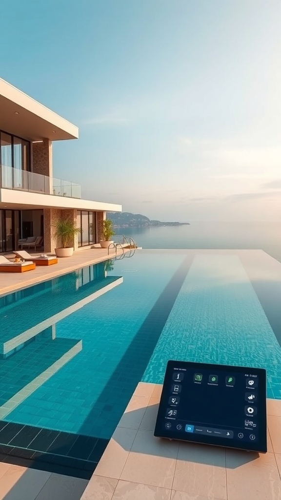 Modernes Schwimmbad mit Smart-Automation Steuerung