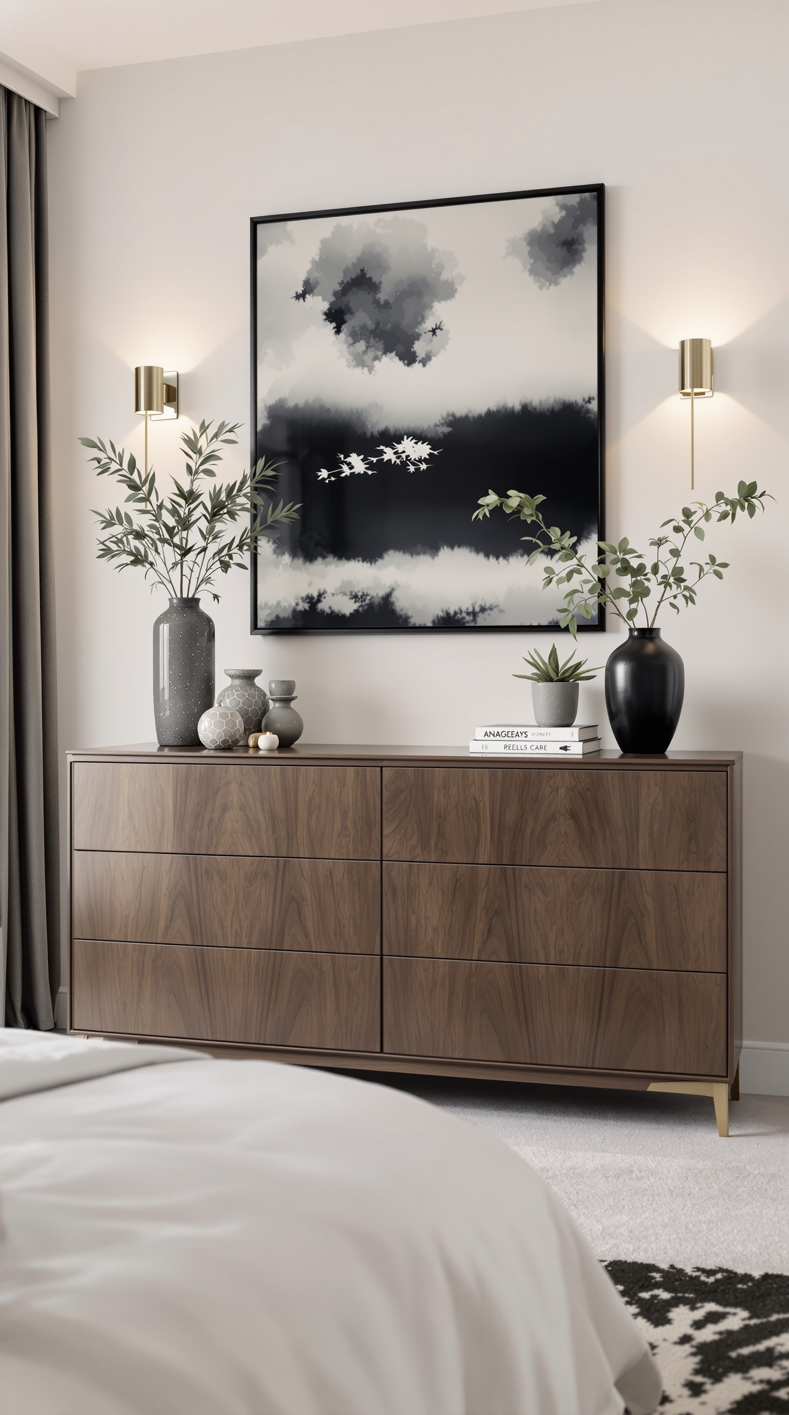 Stilvolle Kommode in modernem Wohnzimmer mit hellen Farben und gemütlicher Einrichtung