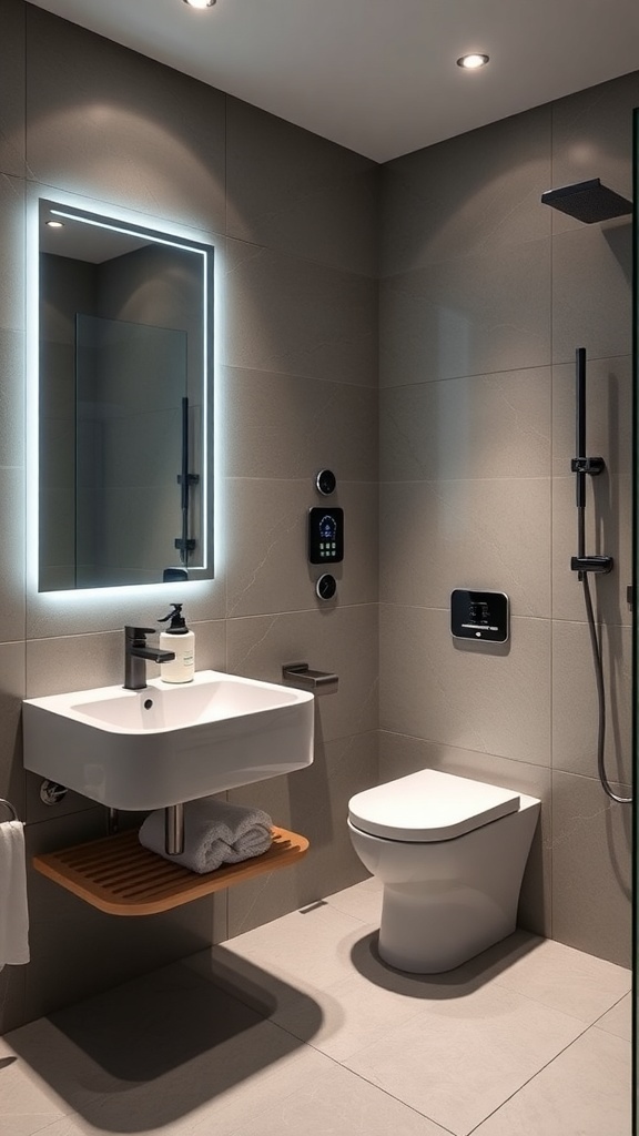 Modernes Badezimmer mit runder Badewanne und Marmoroptik