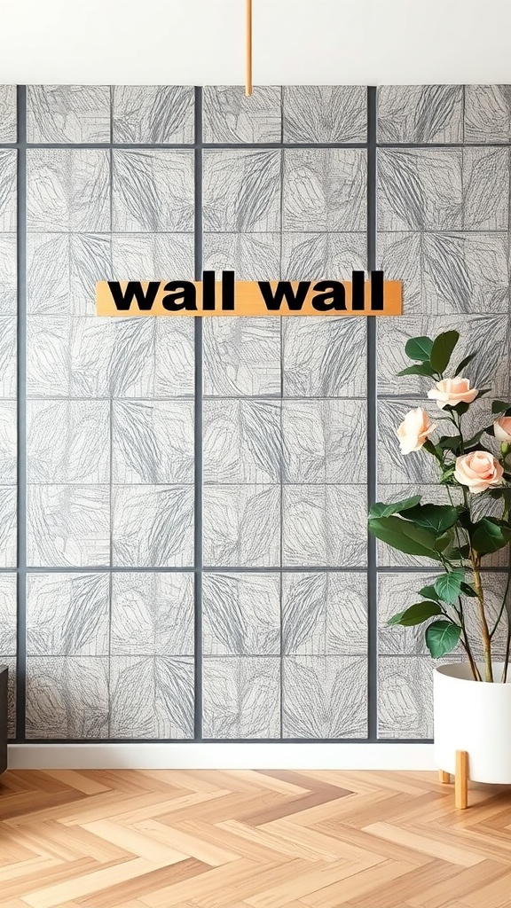 Textured wall panels with a modern design in a room setting.