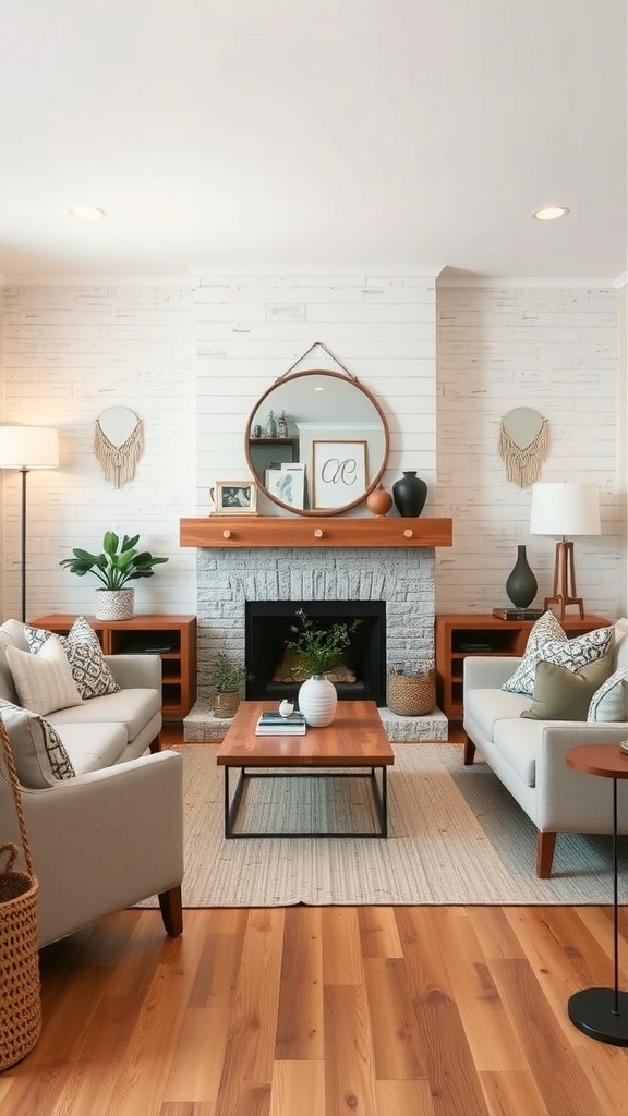 Cozy living room with textured wall treatments and comfortable seating.