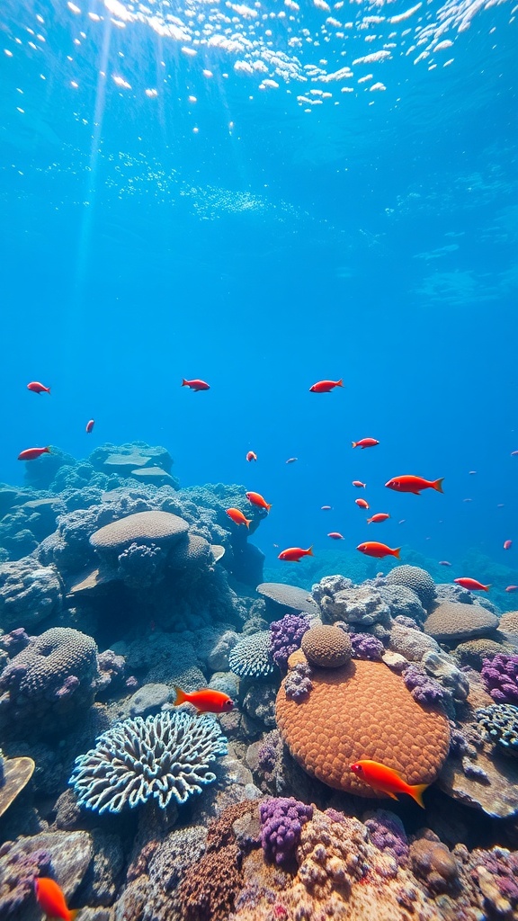 Underwater coral reef with colorful fish and corals