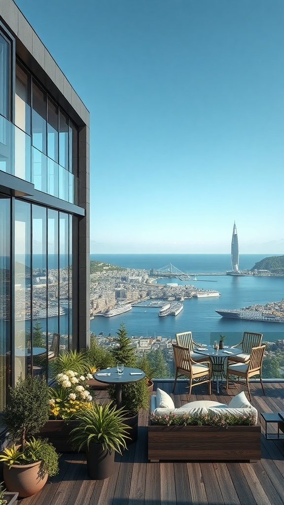 Luxuriöse Dachterrasse mit Sitzmöglichkeiten und Pool