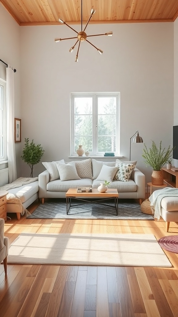Cozy living room with wood floors and modern decor