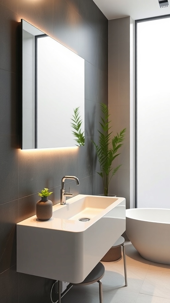 Modernes Badezimmer mit einem stilvollen Waschbecken und einer intelligenten Armatur