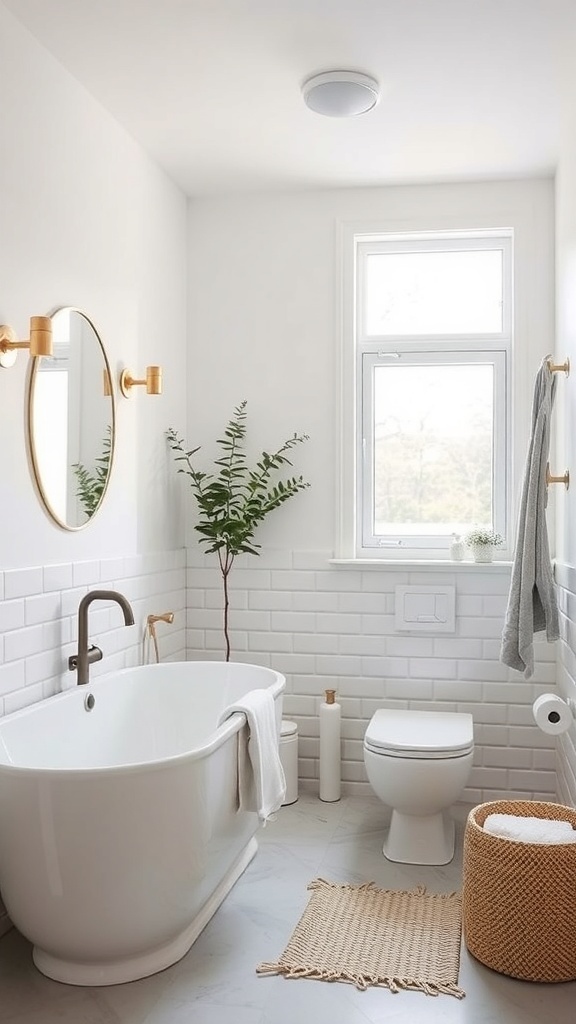 Helles und modernes Badezimmer im skandinavischen Stil mit Walk-In-Dusche und großen Fenstern
