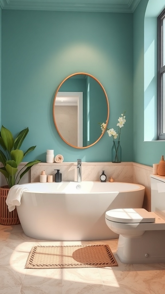 Modernes Badezimmer mit Walk-In-Dusche und Meerblick