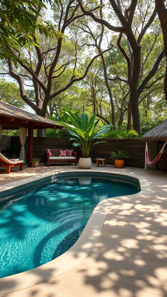 Moderne Wellness-Oase mit mehreren Pools und Liegen in einer natürlichen Umgebung