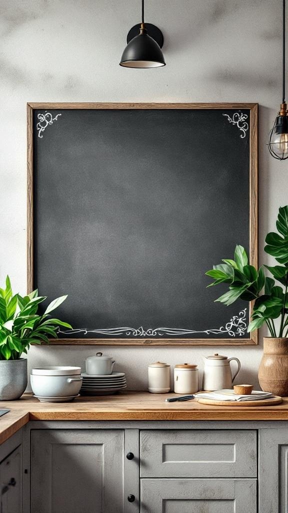 A clean weekly meal plan board with empty spaces for each day of the week, surrounded by fresh fruits and vegetables.