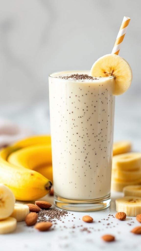 Nutty Cottage Cheese Smoothie with bananas and almonds