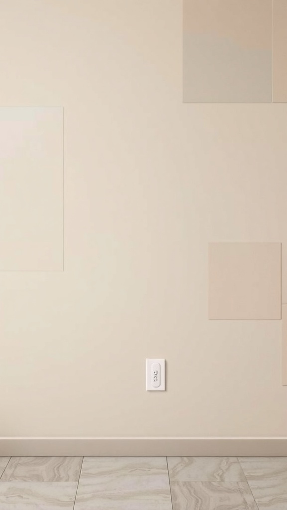 A neutral wall with various taupe color swatches.