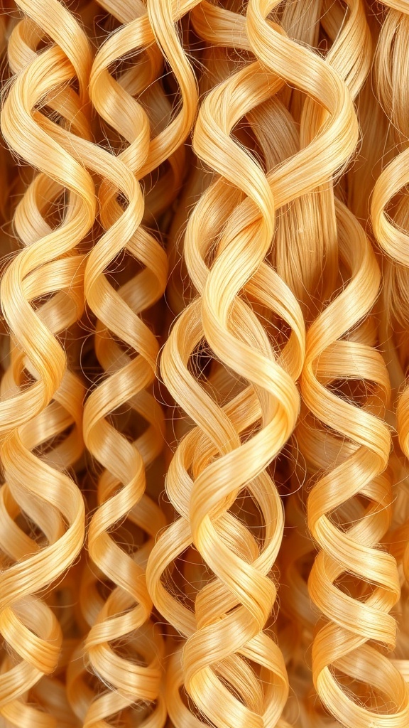 Close-up of defined blonde curly ringlets