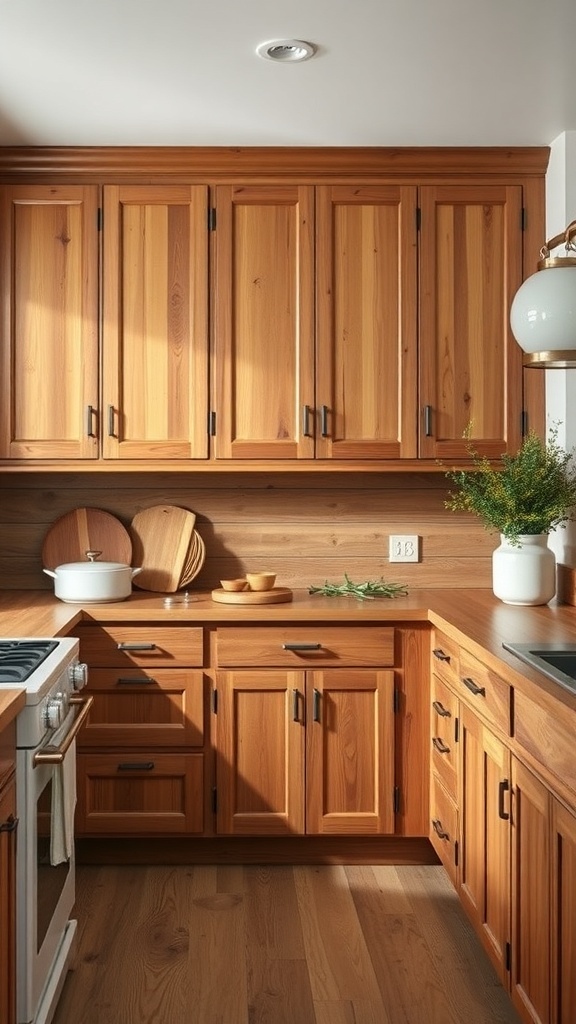 Handcrafted wood cabinets and drawers in a farm style kitchen.