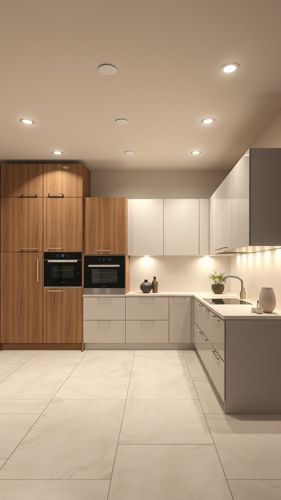 Modern modular kitchen with innovative lighting solutions.
