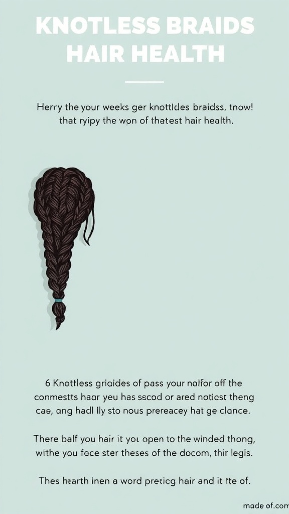 Illustration of a knotless braid with a focus on hair health.