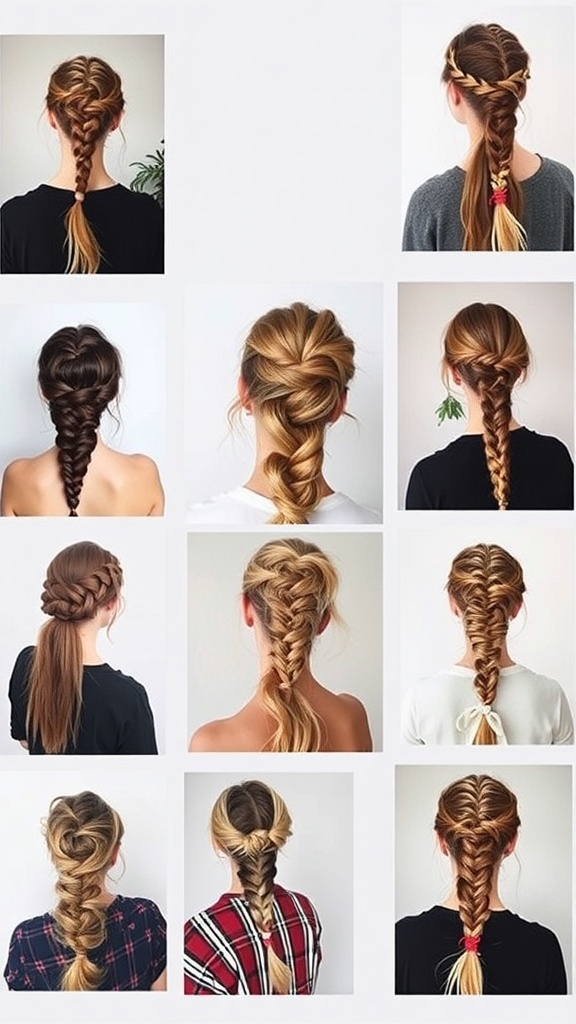 A collage of various knotless braid hairstyles showcasing different styles and techniques.