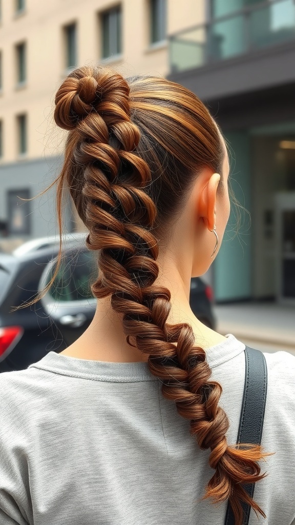A sleek ponytail with curly extensions, showcasing a polished look with bouncy curls at the end.