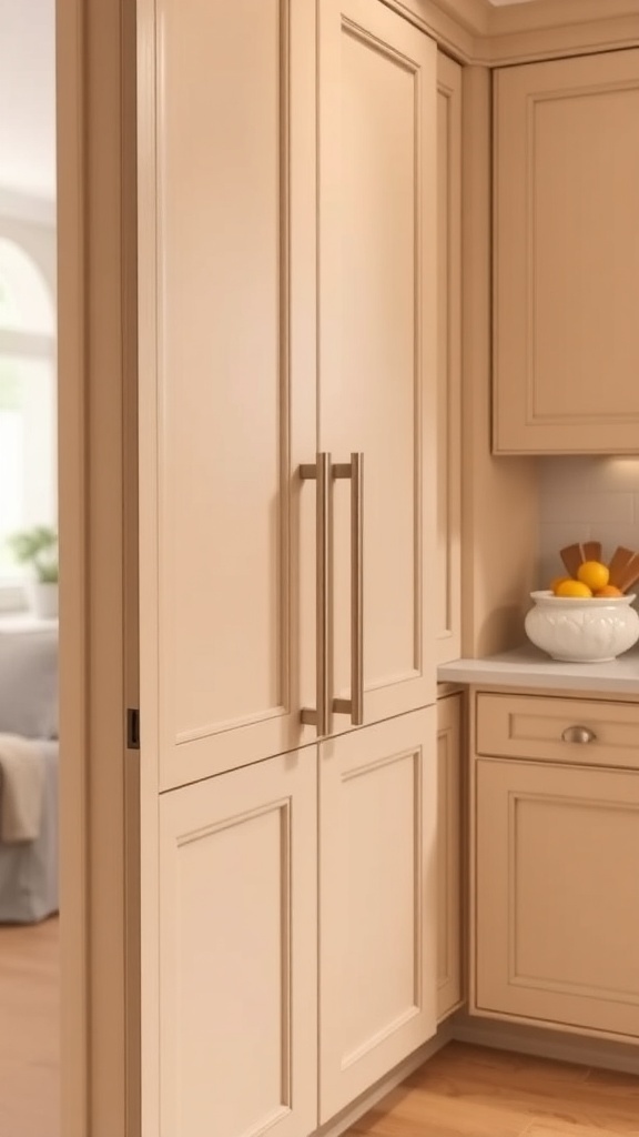 A modern kitchen with soft-close cabinet doors and sleek handles.